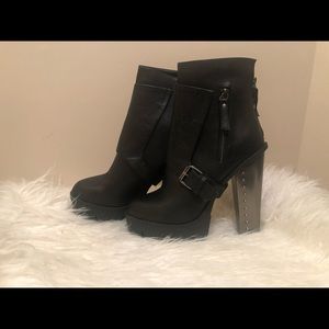 Black Platform Ankle Boots Size 8
